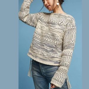New Study NY Anthropologie Woven Fringe Sweater Size XS / Small